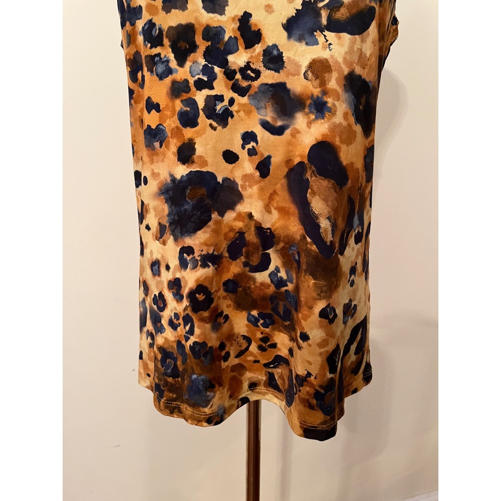L'AGENCE Ceci Watercolor Leopard Turtleneck Sleeveless Top Medium - Picture 6 of 8